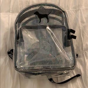 VS PINK Clear Glitter Sparkle Bling Dog Backpack